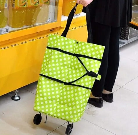 Foldable shopping trolley bag with wheels