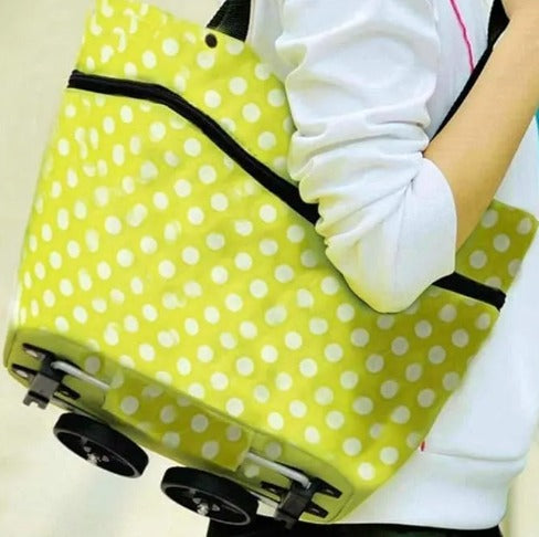 Foldable shopping trolley bag with wheels