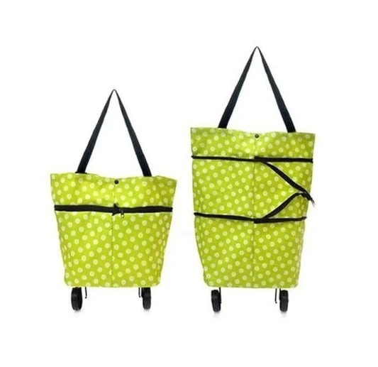 Foldable shopping trolley bag with wheels