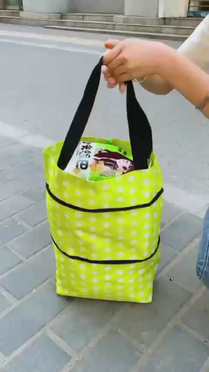 Foldable shopping trolley bag with wheels